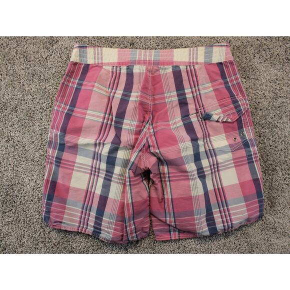 Polo Ralph Lauren Mens 35 Vintage Pink Purple Plaid Board Shorts Swim Trunks - Picture 5 of 6